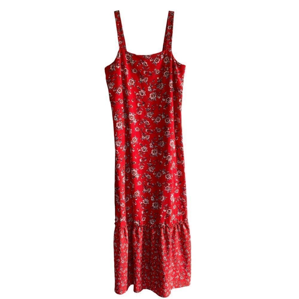 STUDIO B BY BOBEAU RED FLORAL MAXI DRESS XL
